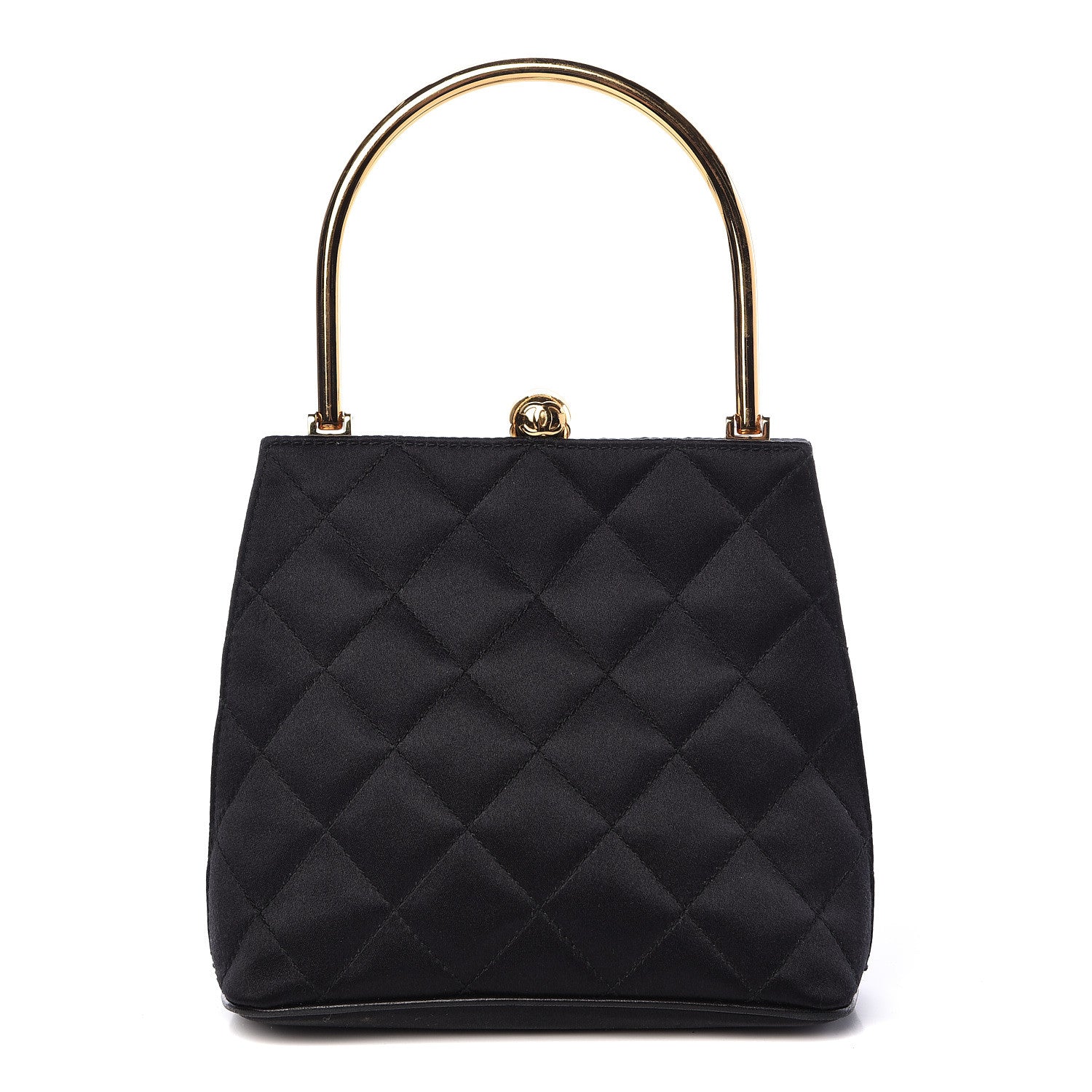 Chanel Satin Quilted Evening Bag Black 1 of 16