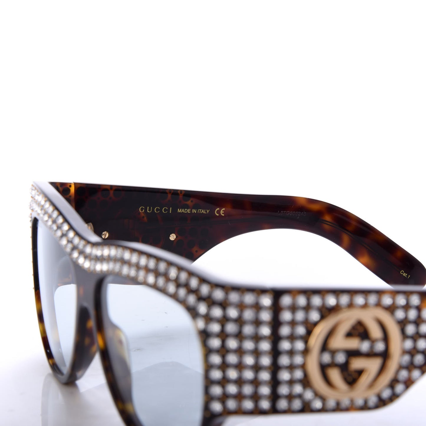 Acetate Crystal Oversize Hollywood Forever Sunglasses GG0144S Tortoiseshell