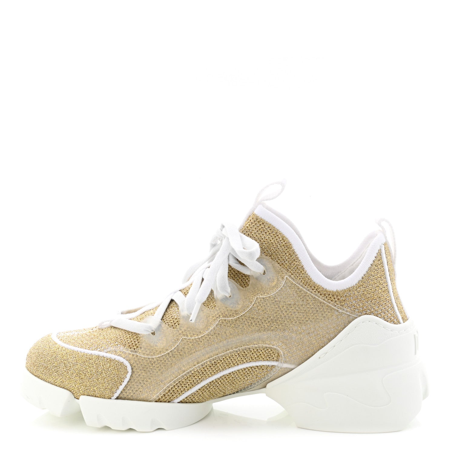 Christian Dior Laminated Knit D-Connect Sneakers 36.5 Gold 1 of 9