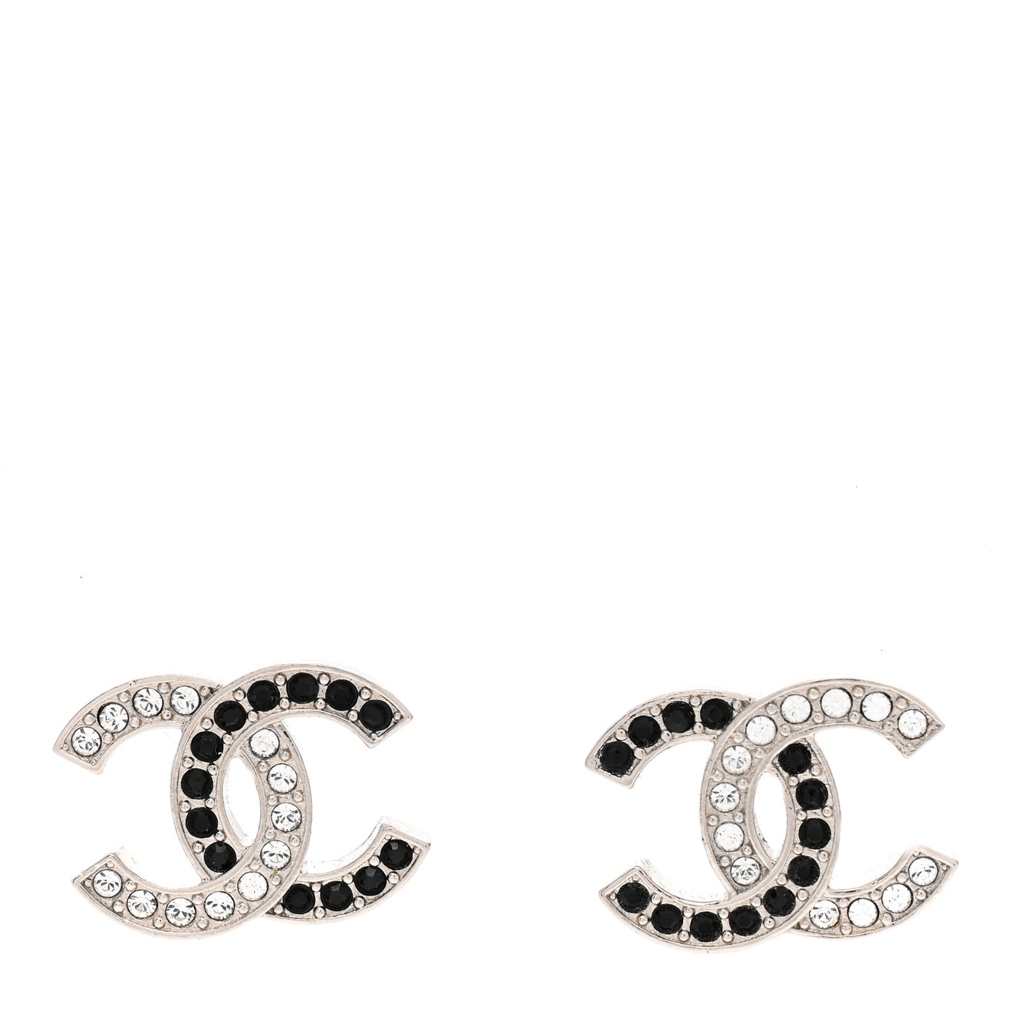 Crystal CC Earrings Silver Black