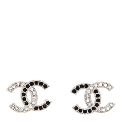 Chanel Crystal CC Earrings Silver Black 1 of 4