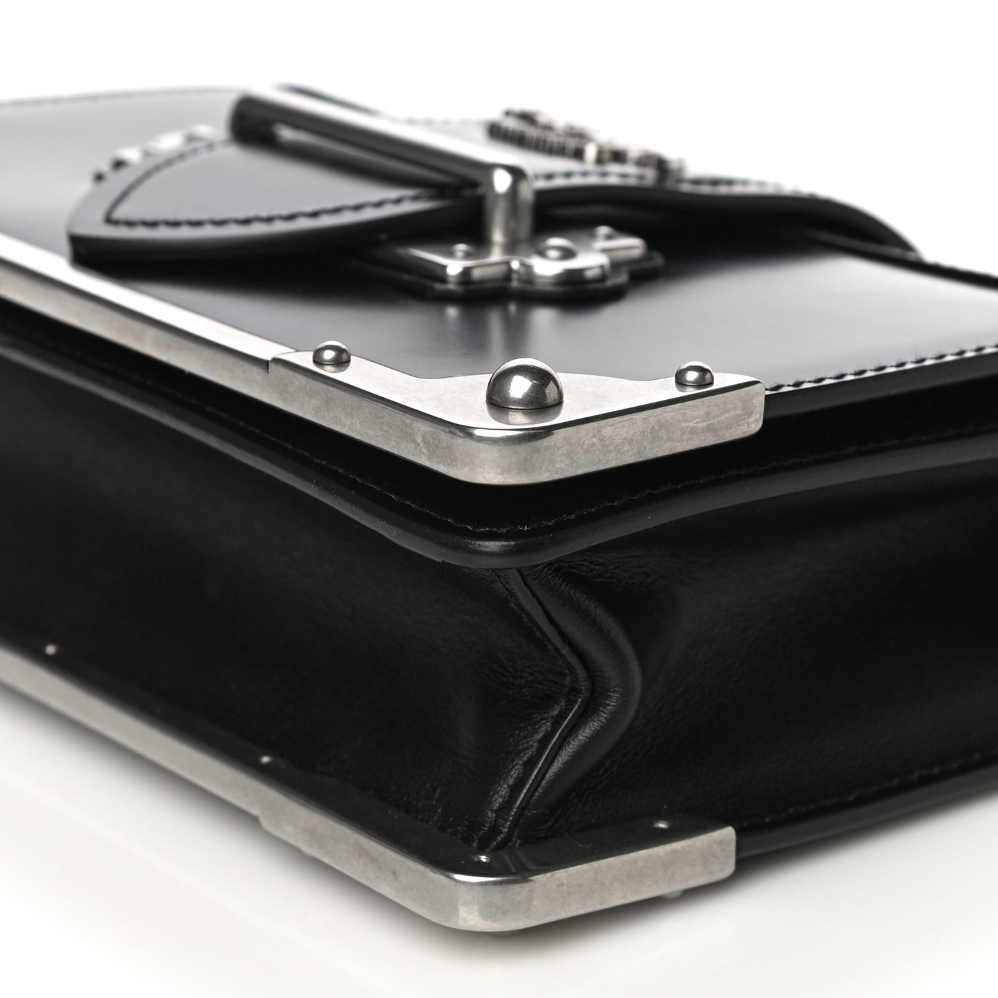 City Calfskin Cahier Chain Wristlet Clutch Black