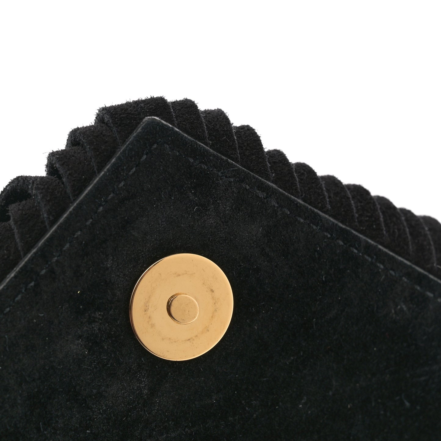 Suede Fringe Small Monogram Satchel Black