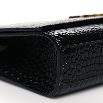 Saint Laurent Calfskin Crocodile Embossed Medium Classic Monogram Kate Tassel Satchel Black 9 of 10