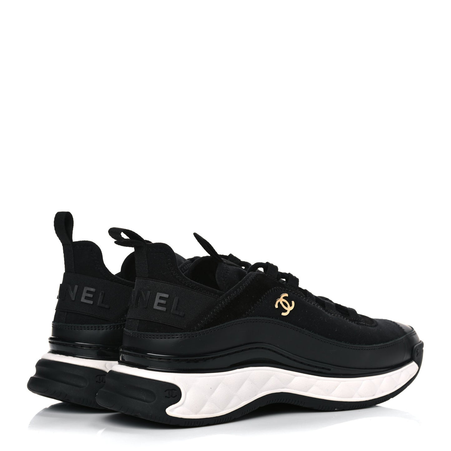Velvet Calfskin Mixed Fibers CC Sneakers 39.5 Black