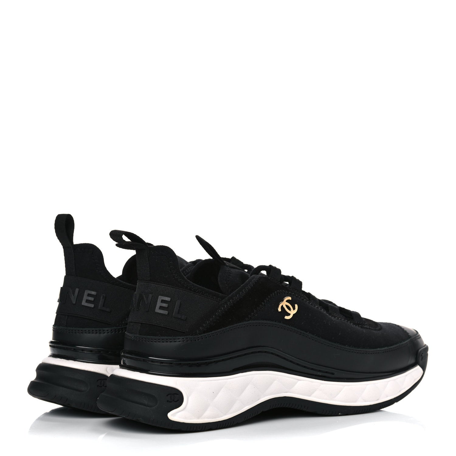 Chanel Velvet Calfskin Mixed Fibers CC Sneakers 39.5 Black 4 of 13