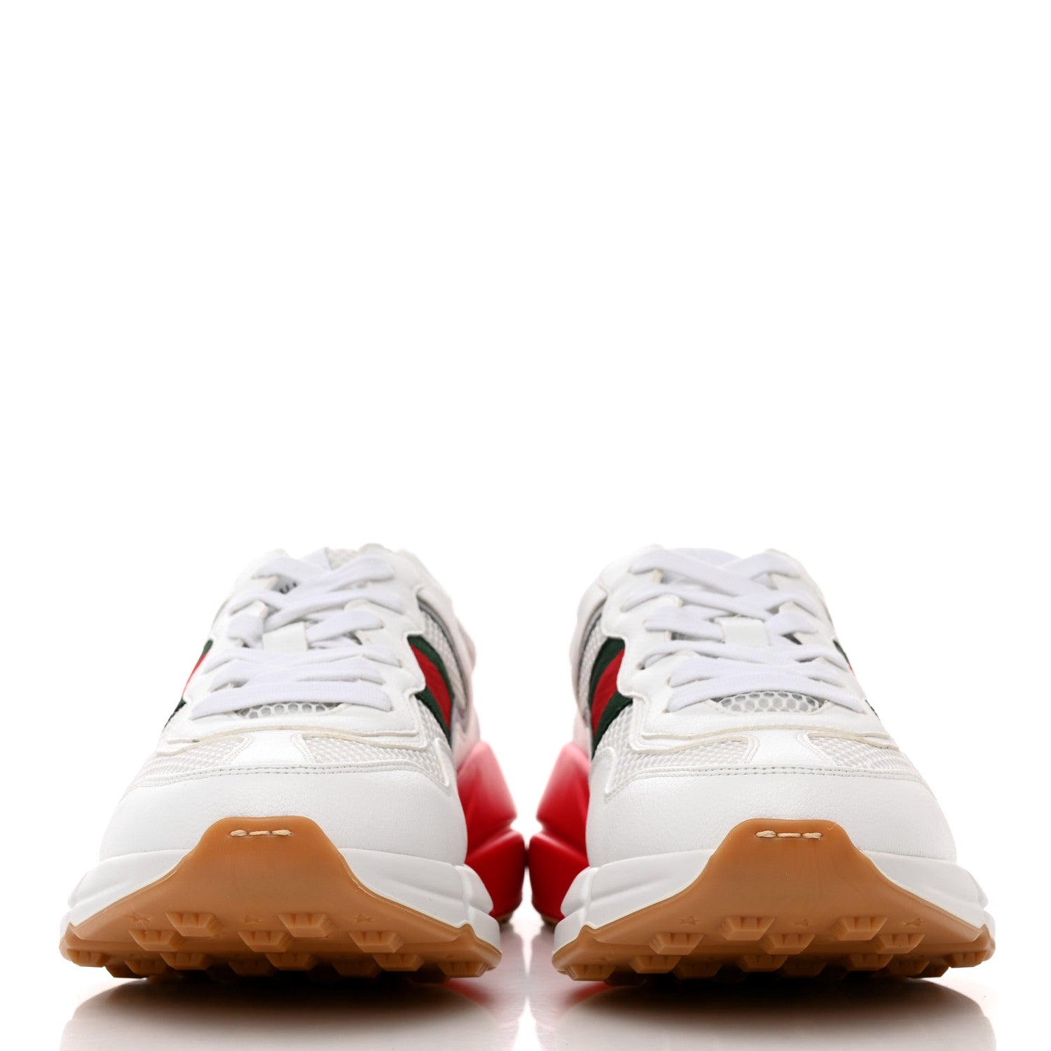 Gucci Lavaredo Eco Fabric Mesh Web Mens Rhyton Reflective Sneakers 6.5 Great White Green Red Silver 2 of 8