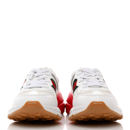 Gucci Lavaredo Eco Fabric Mesh Web Mens Rhyton Reflective Sneakers 6.5 Great White Green Red Silver 2 of 8