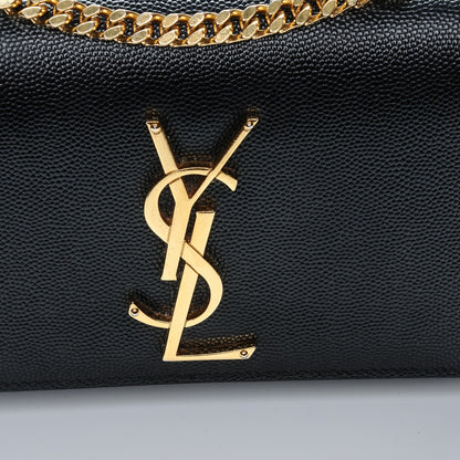 Saint Laurent Grain De Poudre Small Monogram Kate Satchel Black 6 of 7