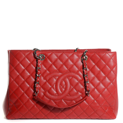 Chanel Caviar Quilted XL Grand Shopping Tote GST Red 1 of 7