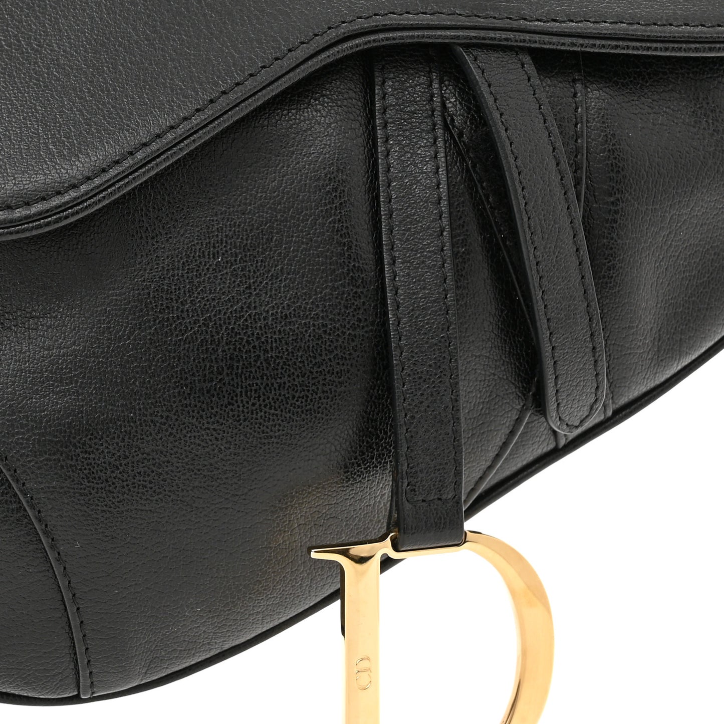 Shiny Goatskin Saddle Bag Black