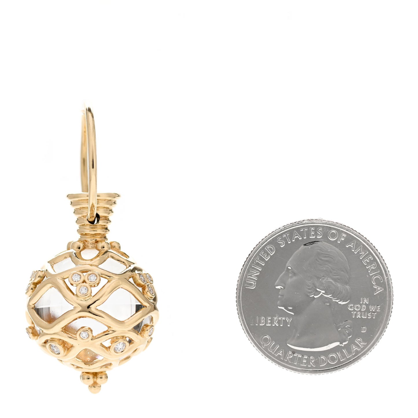 18K Yellow Gold Diamond Rock Crystal Theodora Amulet Pendant