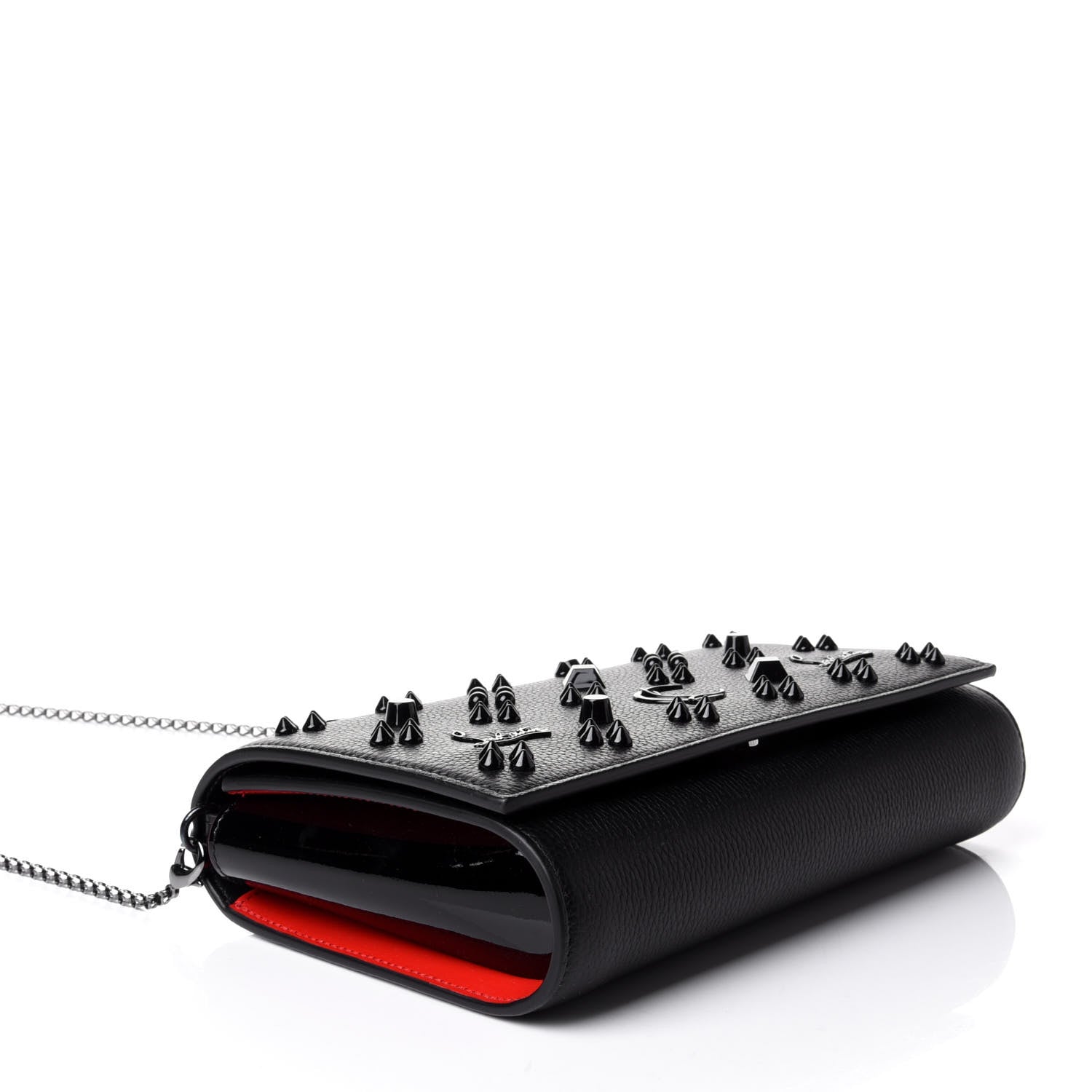 Christian Louboutin Calfskin Spikes Loubinthesky Paloma Clutch Black 3 of 5