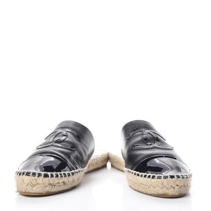 Chanel Goatskin Patent CC Espadrille Mules 39 Black 5 of 12