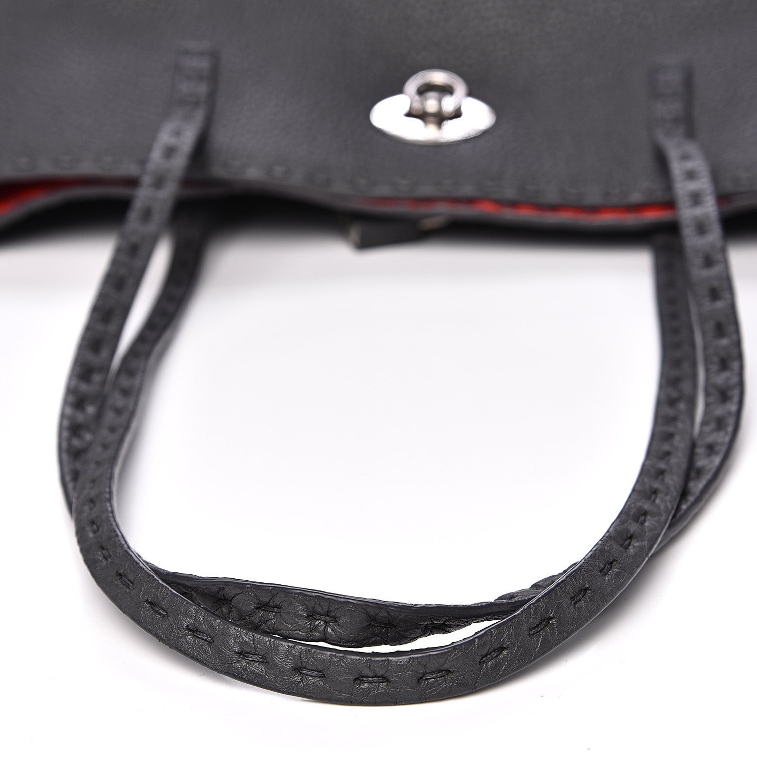 Fendi Cuoio Romano Selleria Bi-Color Large Carla Shopping Tote Asfalto Papavero 9 of 10