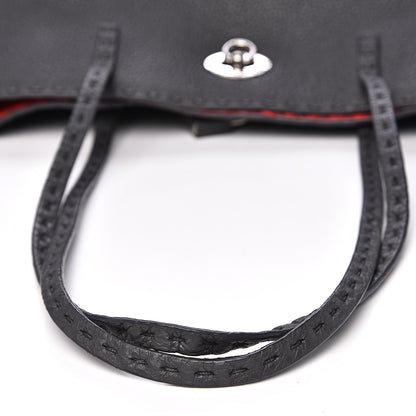 Fendi Cuoio Romano Selleria Bi-Color Large Carla Shopping Tote Asfalto Papavero 9 of 10