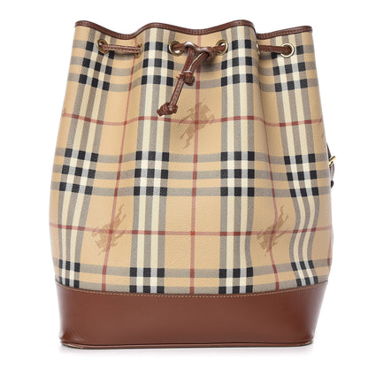 Burberry Haymarket Check Drawstring Bucket Bag Brown 1 of 10