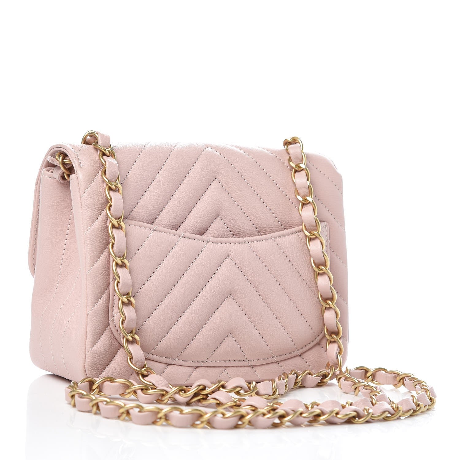 Chanel Calfskin Chevron Quilted Mini Square Flap Light Pink 3 of 8