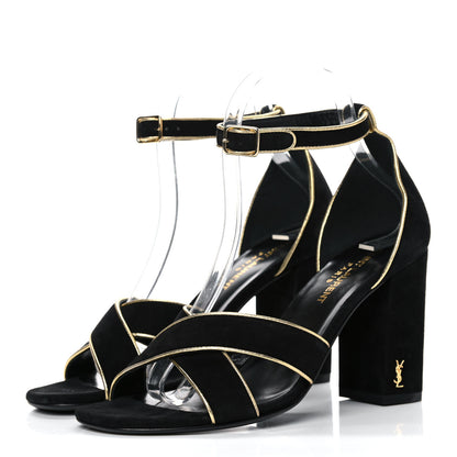 Saint Laurent Suede Babies Sandals 37.5 Black 3 of 11