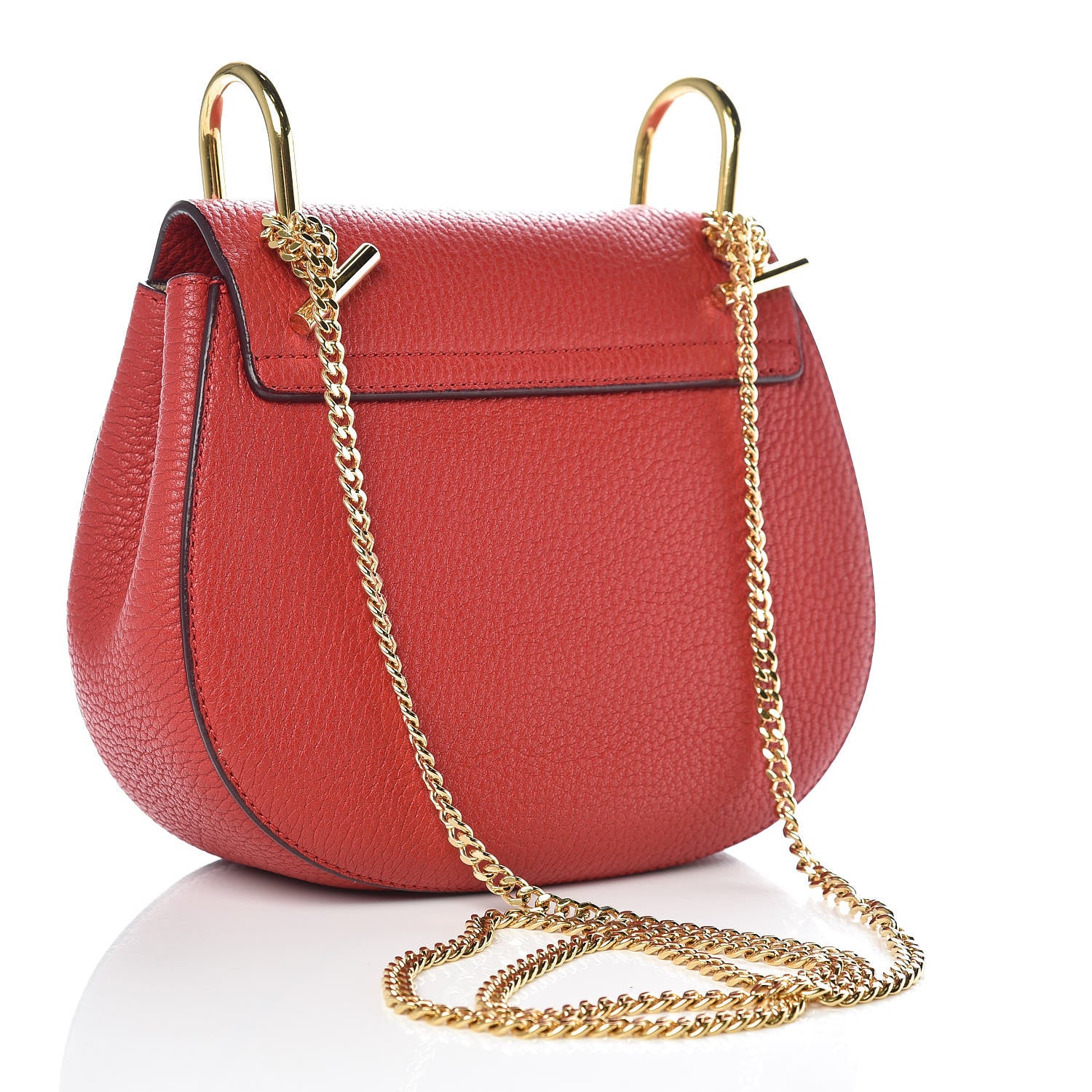 Chloe Grained Lambskin Mini Drew Shoulder Bag Plaid Red 3 of 9