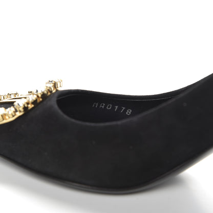 Louis Vuitton Suede Baby Goat Swarovski Crystal Madeleine Pumps 37.5 Black 10 of 10