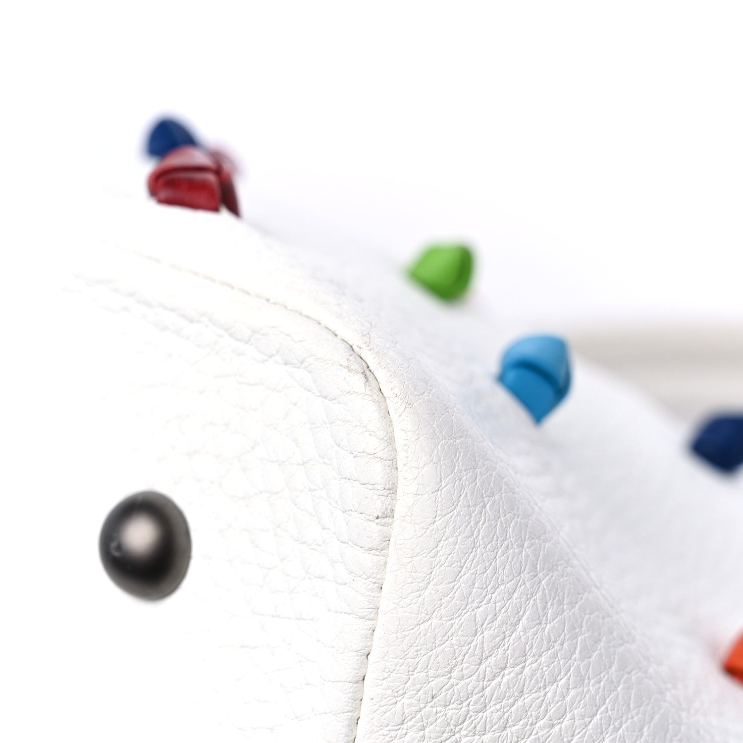 Bottega Veneta Grainy Calfskin Knot Detailed Polka Dot Tote White Multicolor 11 of 16