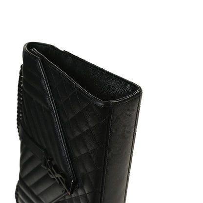 Saint Laurent Grain De Poudre Textured Mixed Matelasse Triquilt Medium Monogram Satchel Black 13 of 13