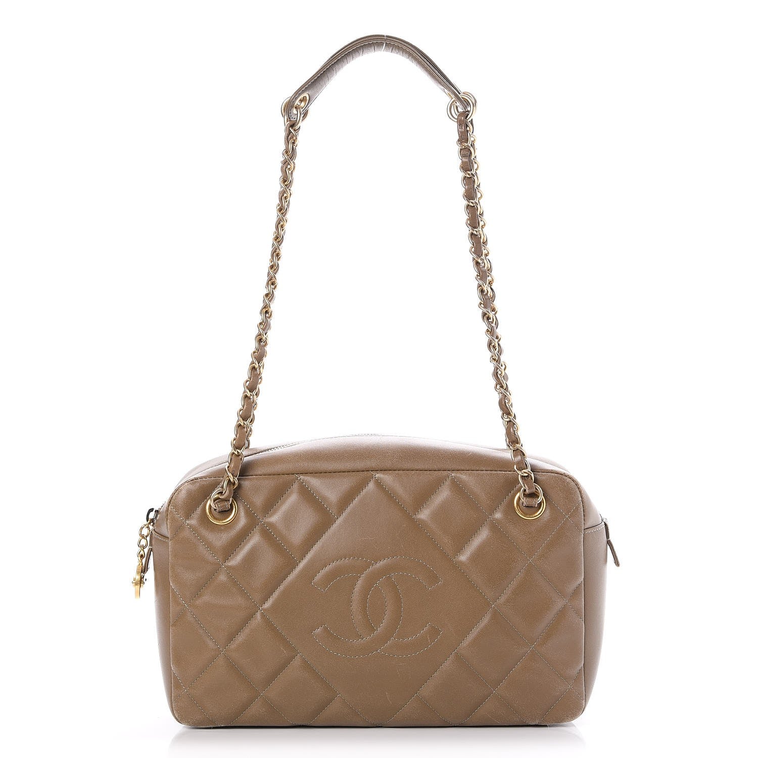 Chanel Lambskin Quilted Medium Diamond CC Camera Case Taupe 1 of 7