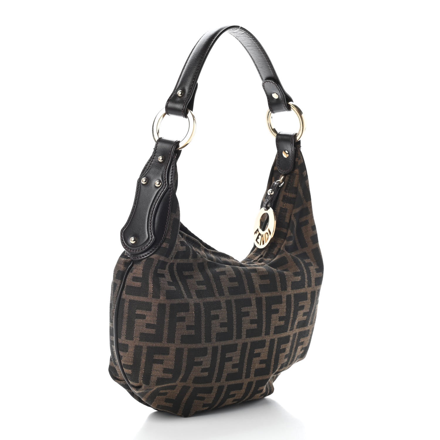 Fendi Zucca Cuoio Lucido Small Chef Hobo Tobacco Moro 2 of 7