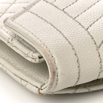 Saint Laurent Grain De Poudre Textured Mixed Matelasse Triquilt Small Monogram Envelope Wallet Blanc Vintage 10 of 13