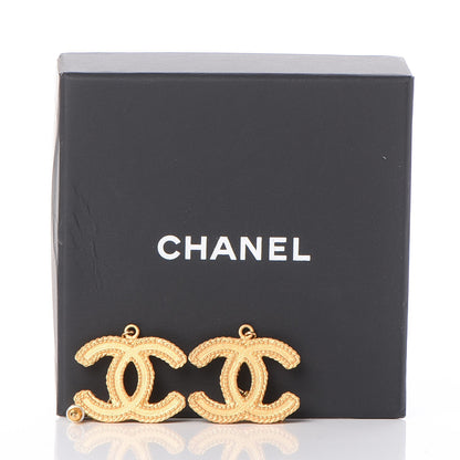 Chanel CC Drop Earrings Matte Gold 6 of 6