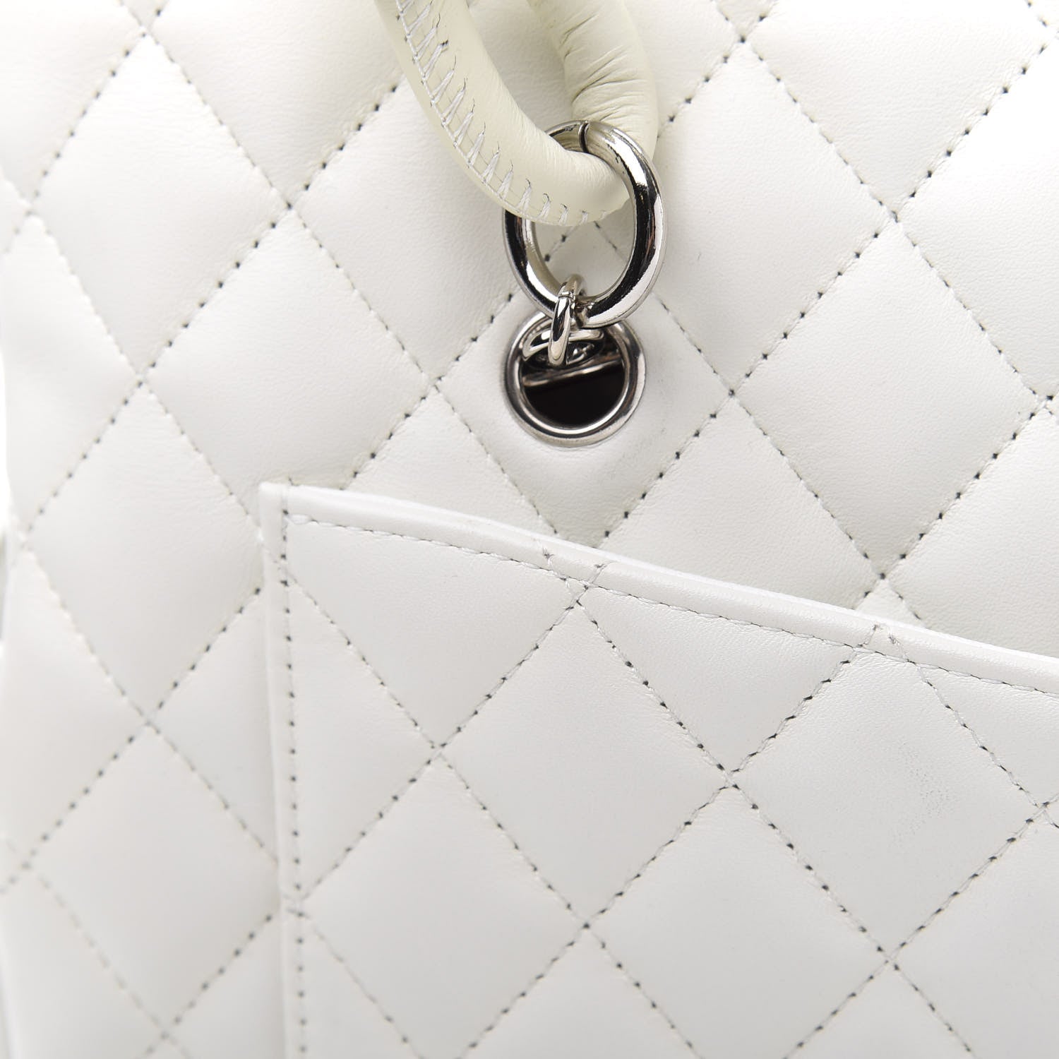 Chanel Calfskin Quilted Large Cambon Flap White Black 11 of 13