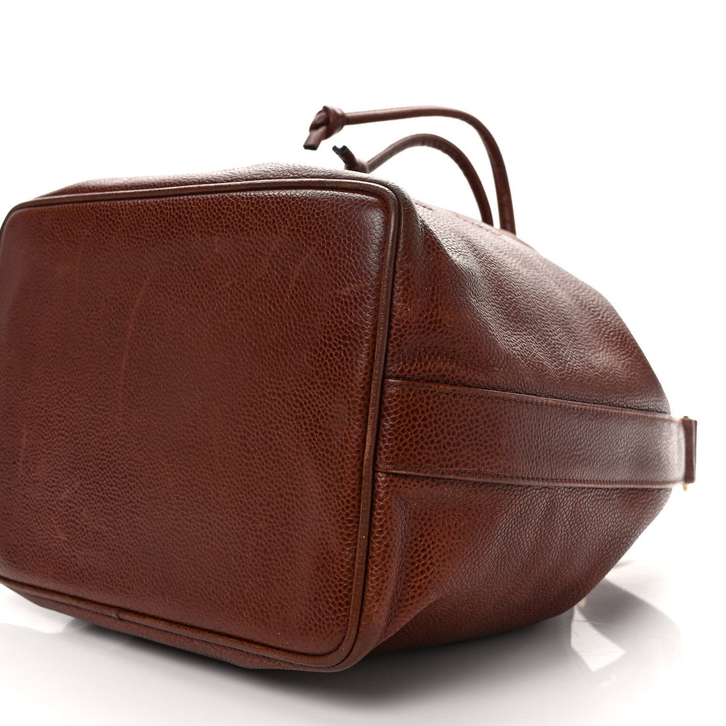 Caviar Drawstring Bucket Bag Brown