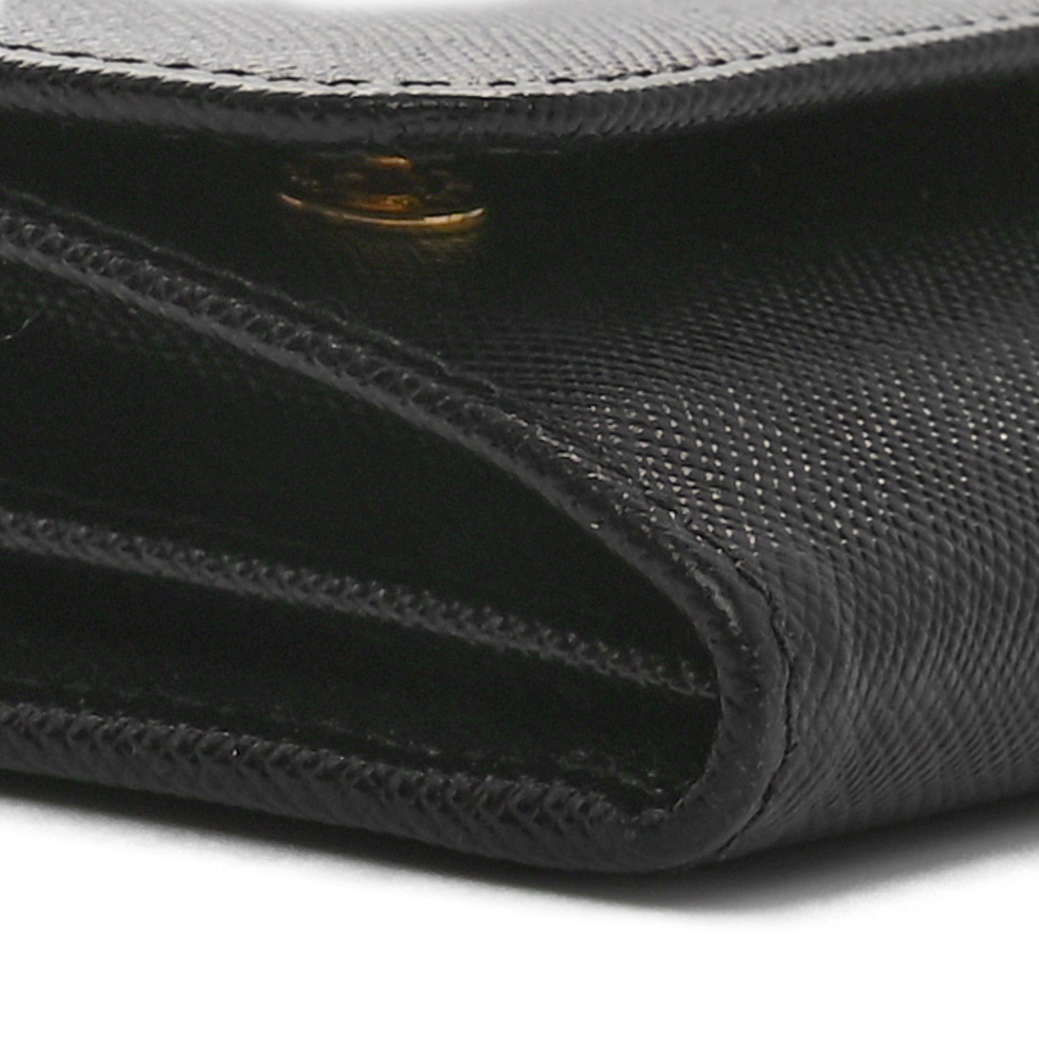 Prada Saffiano Metal Oro Chain Wallet Black 9 of 10