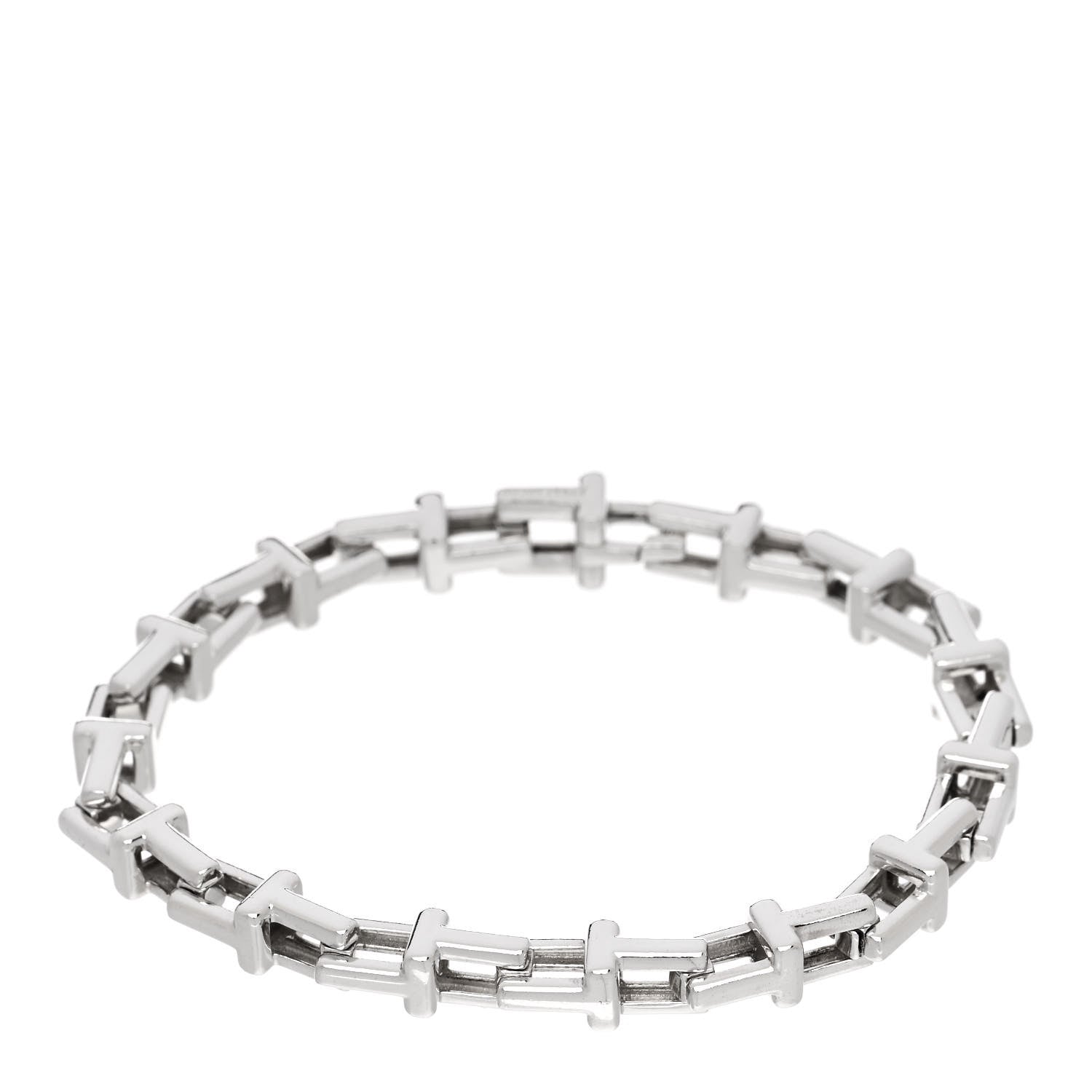 Tiffany Sterling Silver Large T Link Chain Bracelet 1 of 4