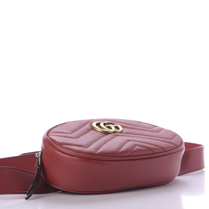 Gucci Calfskin Matelasse GG Marmont Belt Bag 95 38 Hibiscus Red 4 of 11