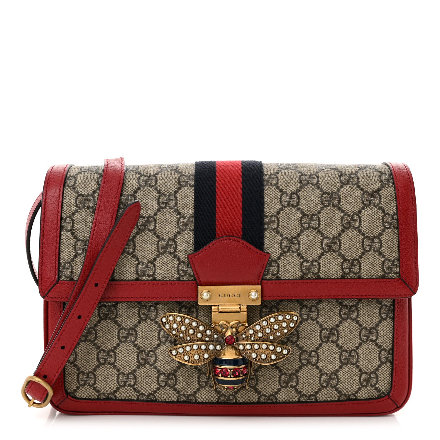 Gucci GG Supreme Monogram Medium Queen Margaret Shoulder Bag Red 1 of 12