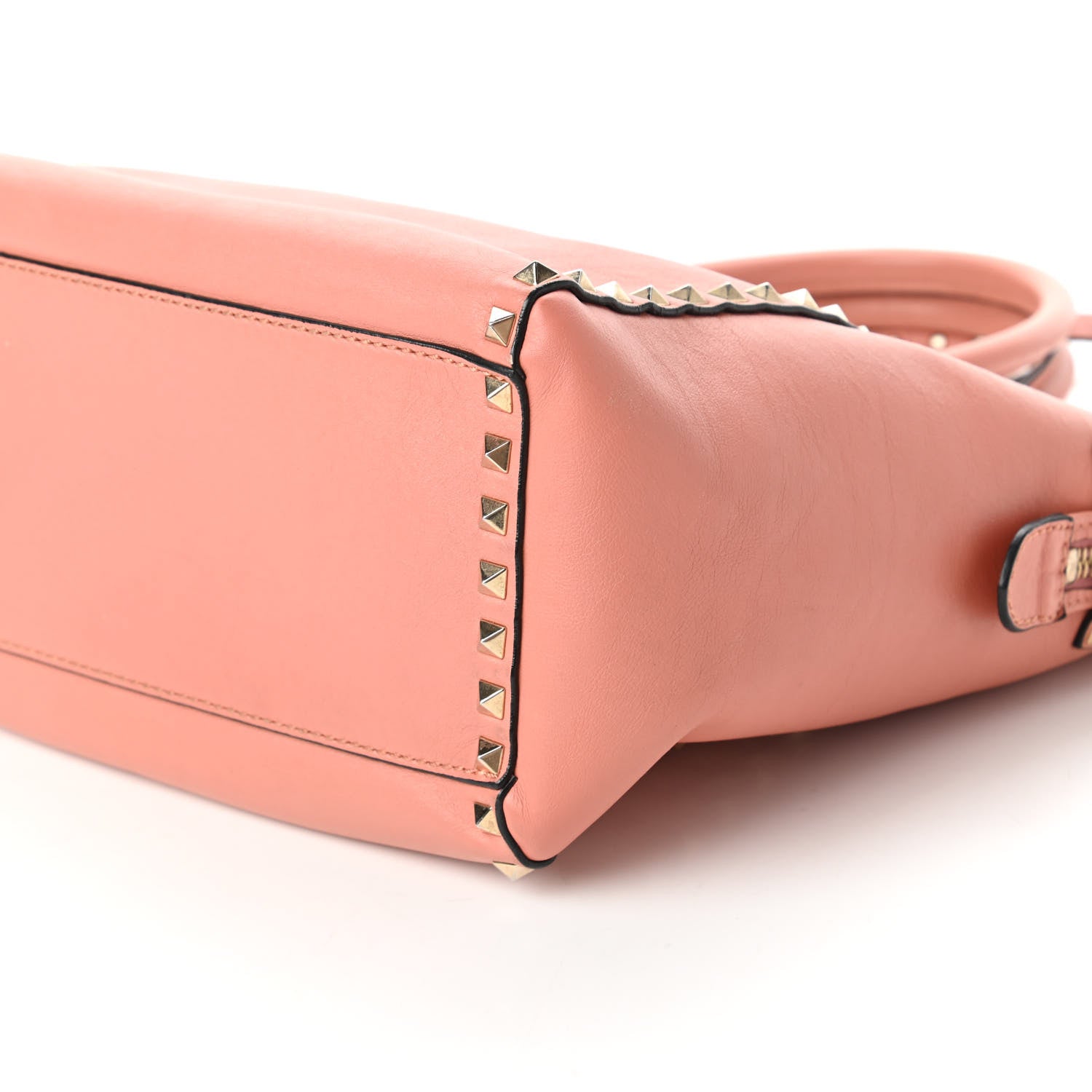 Valentino Garavani Vitello Rockstud Double Handle Tote Coral 7 of 15