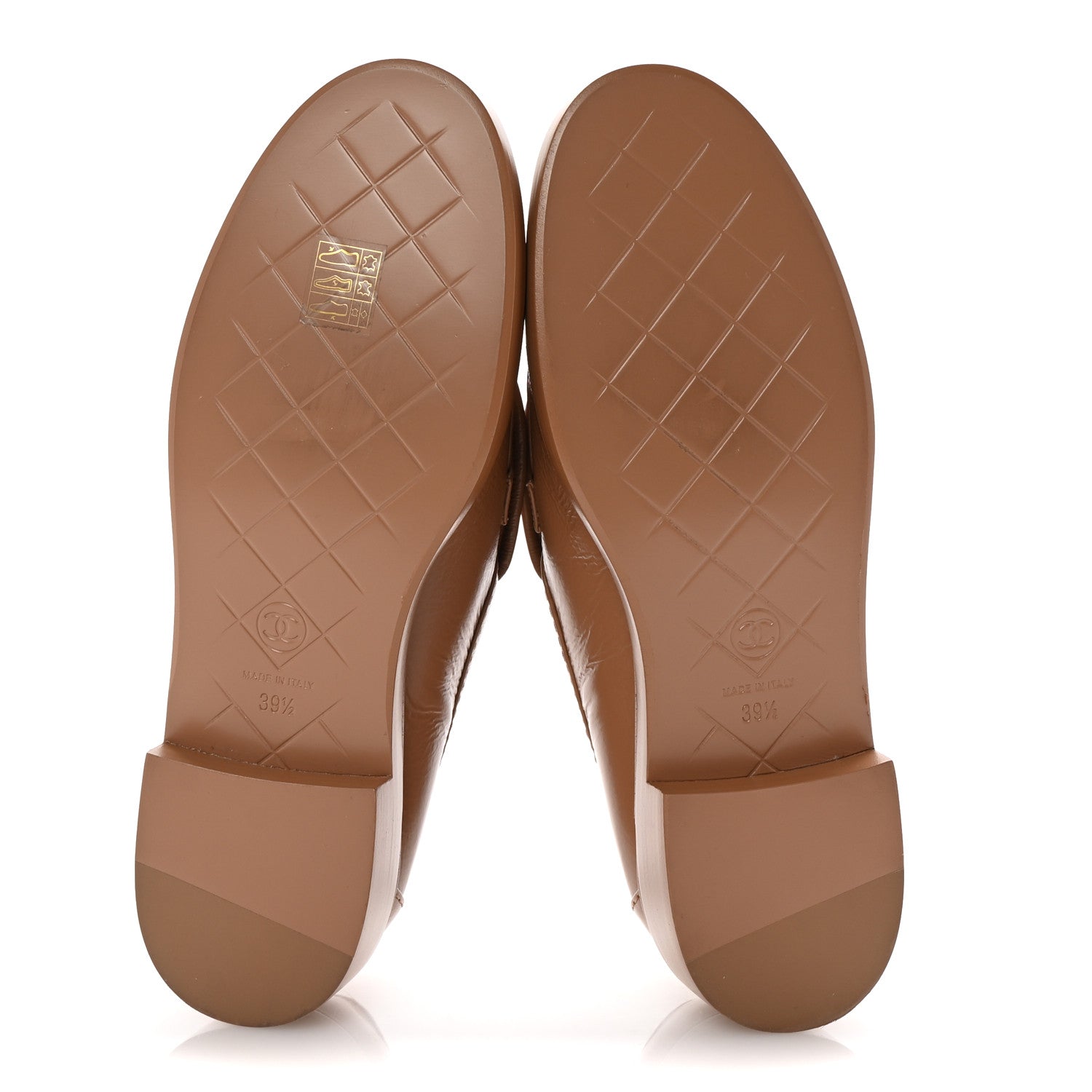 Chanel Crumpled Lambskin Quilted CC Turnlock Moccasins 39.5 Dark Beige 6 of 10
