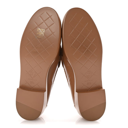 Chanel Crumpled Lambskin Quilted CC Turnlock Moccasins 39.5 Dark Beige 6 of 10