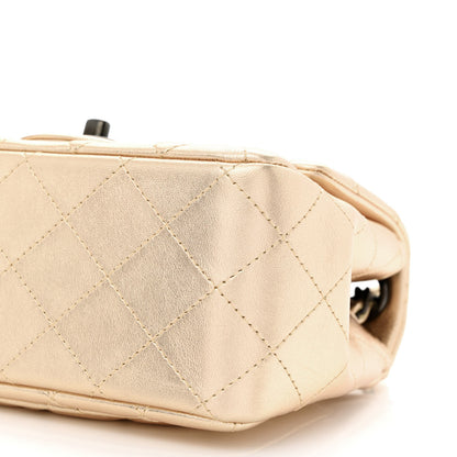 Chanel Metallic Lambskin Quilted Mini Square Flap Gold Black 9 of 10