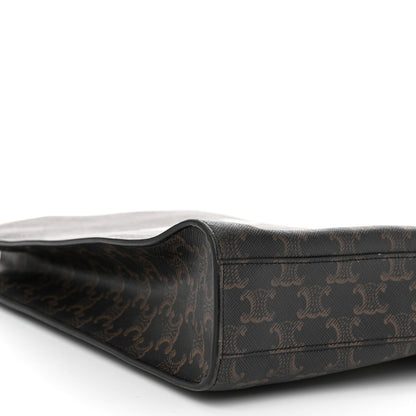 Celine Triomphe Canvas Calfskin Small Vertical Cabas Tan 9 of 11