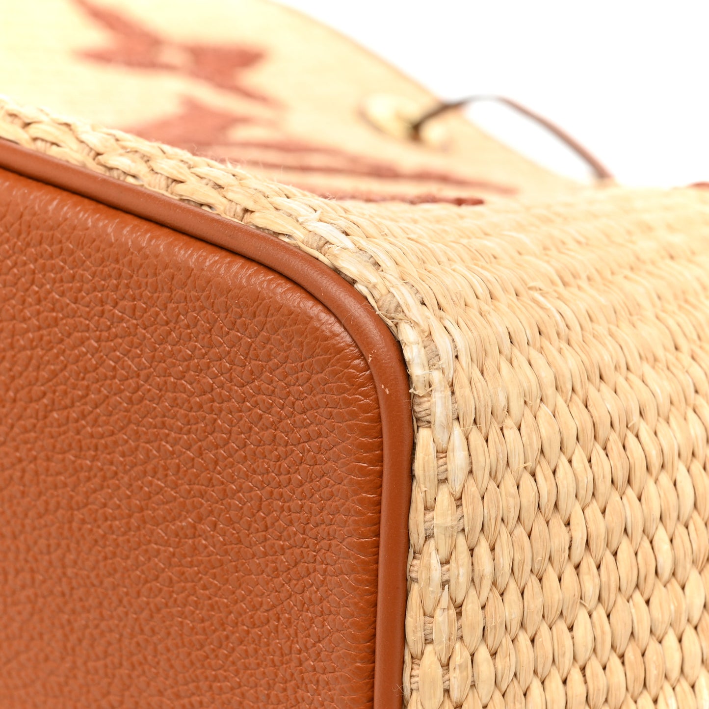 Raffia Calfskin Monogram Neonoe MM Tan