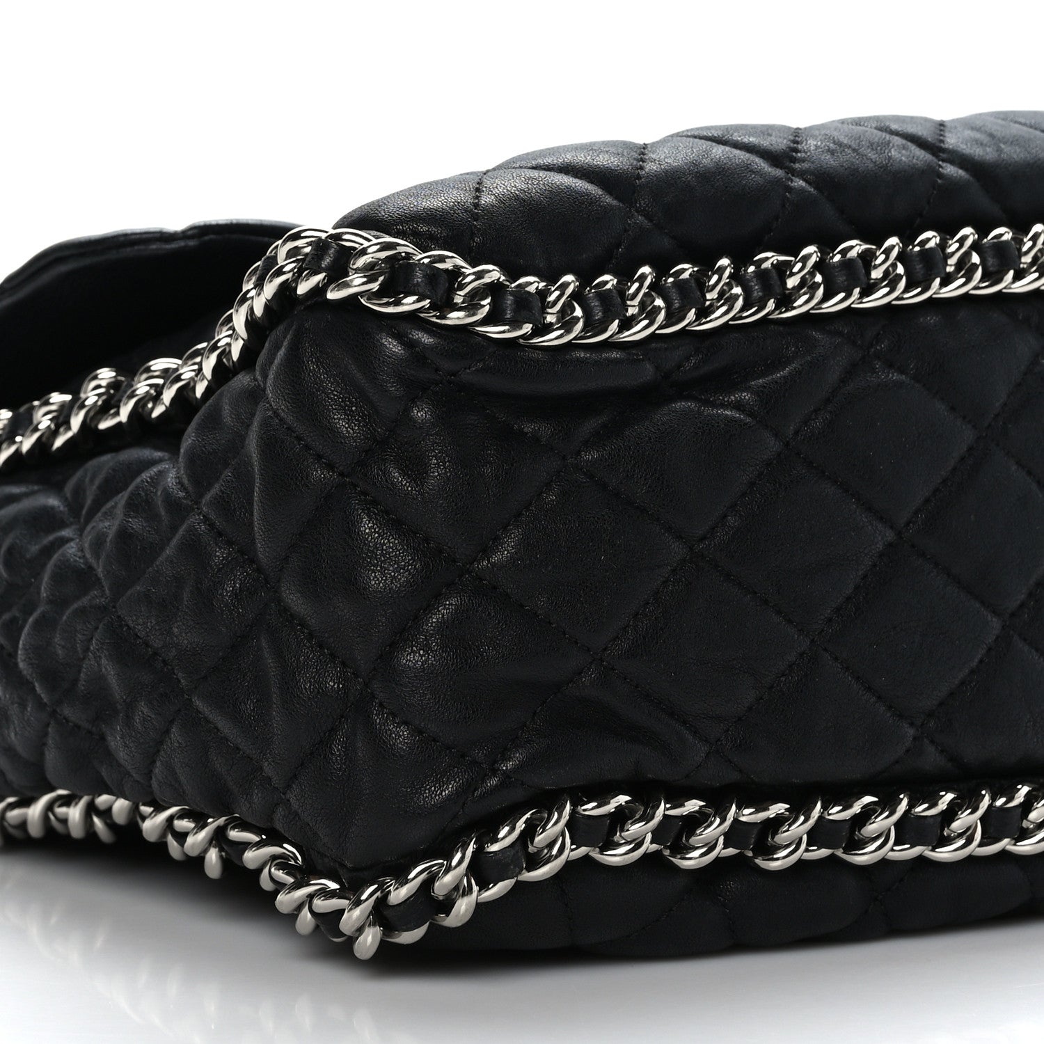 Chanel Washed Lambskin Quilted Maxi Chain Around Flap Black 8 of 9