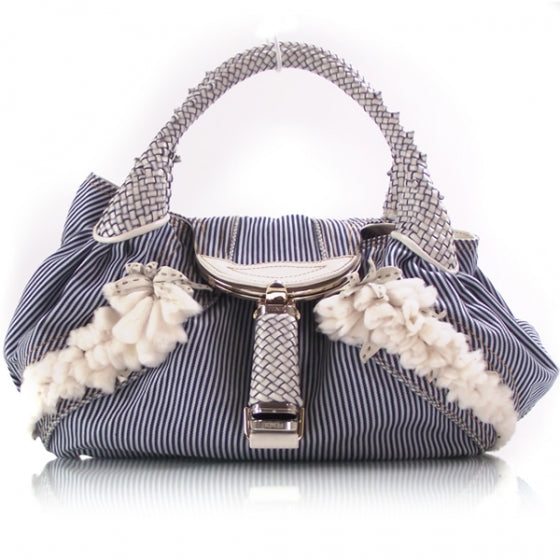 Fendi Denim Fur Striped Spy Blue 1 of 14