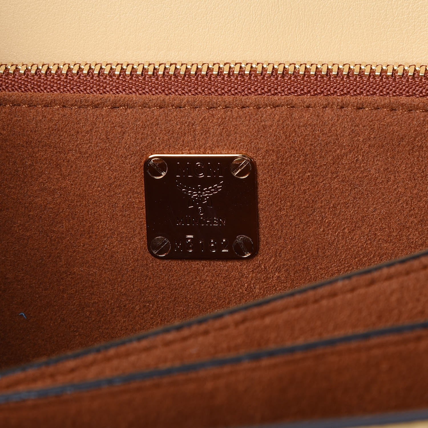 MCM Calfskin Coated Canvas Studded Small Marien Satchel Camomile 12 of 16