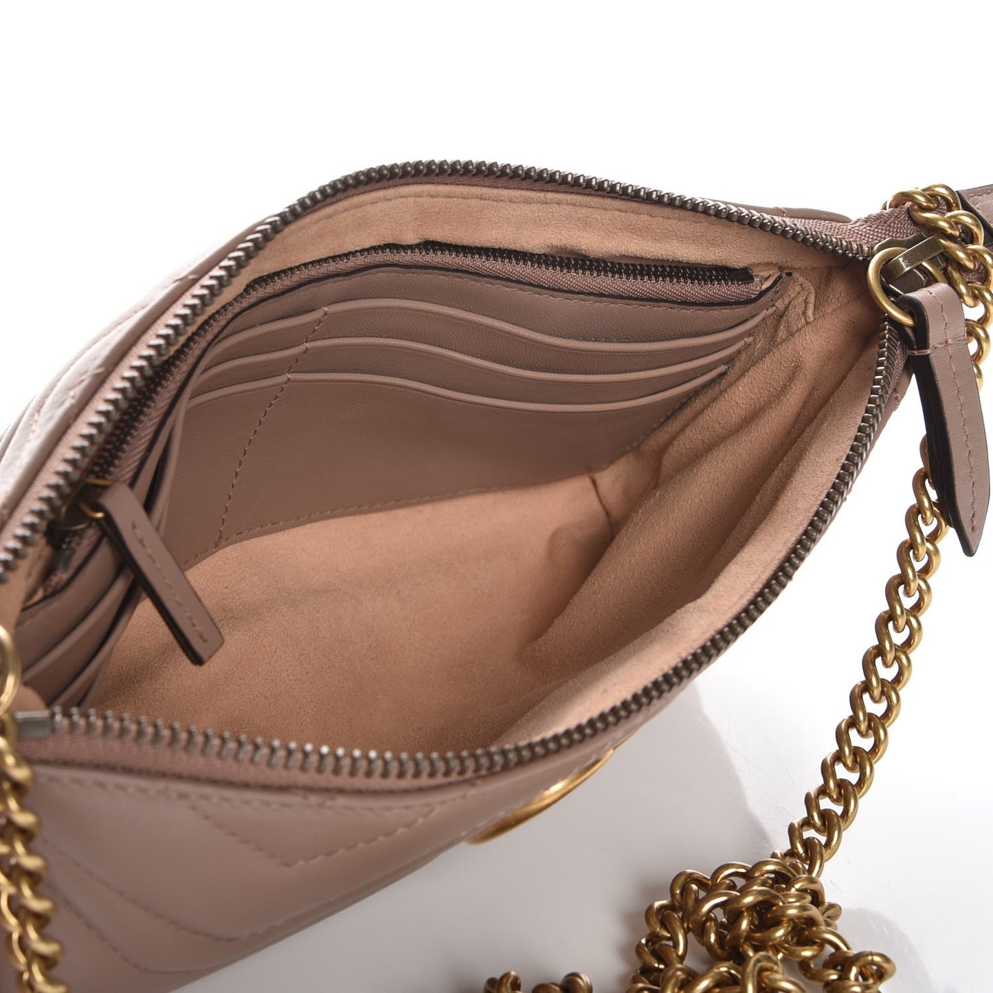 Calfskin Matelasse Mini GG Marmont Chain Bag Porcelain Rose