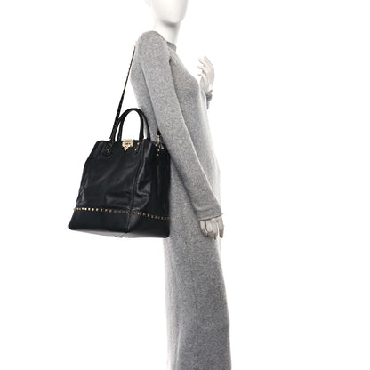 Valentino Garavani Calfskin Rockstud New Dome Bucket Tote Black 2 of 15