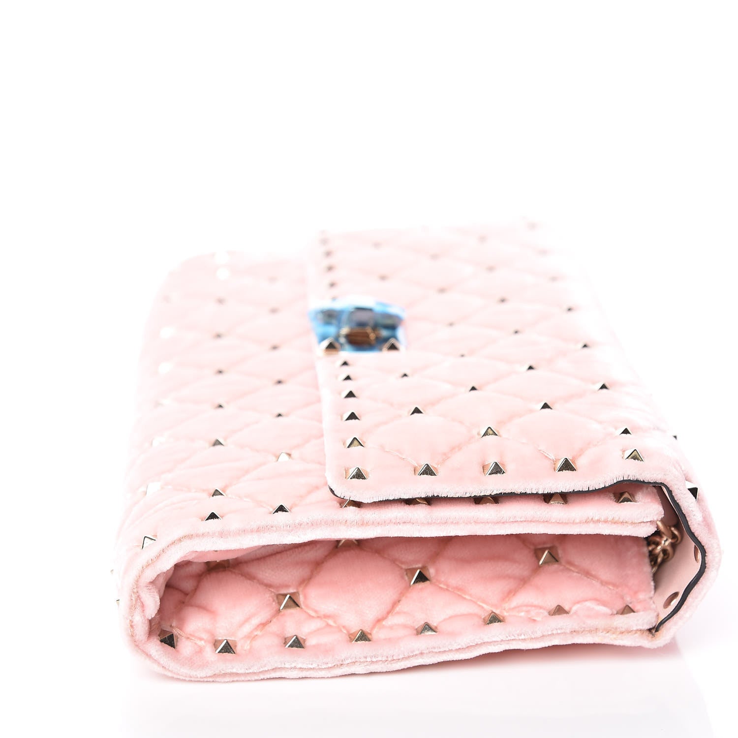 Valentino Garavani Velvet Rockstud Spike Wallet on Chain Water Rose 11 of 11