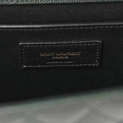 Saint Laurent Grain De Poudre Textured Mixed Matelasse Medium Triquilt Monogram Satchel Vert Fonce 6 of 9
